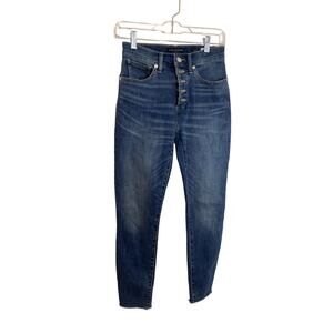 Lucky Brand High Rise Exposed Button Fly Dark Wash Denim Brigette Jeans SZ 2/26
